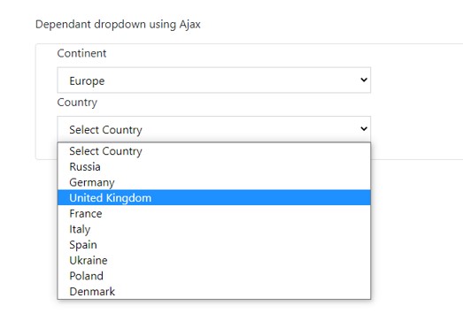 How to make dependent dropdown list using jquery Ajax